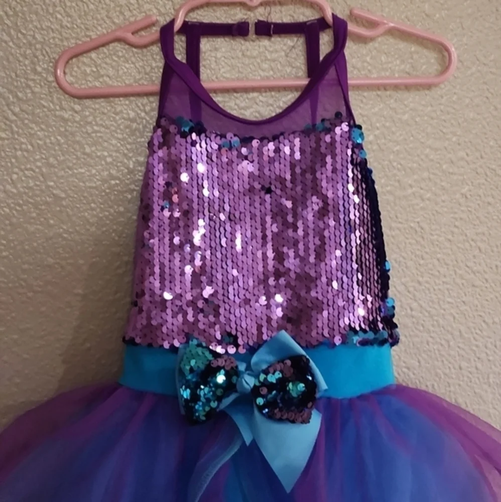 Weissman Girls Ballet Dance Dress Costume Sequin Leotard‎ Tutu Purple & Blue